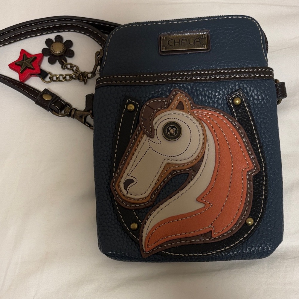Chala Navy Crossbody Bag with Horse Patch